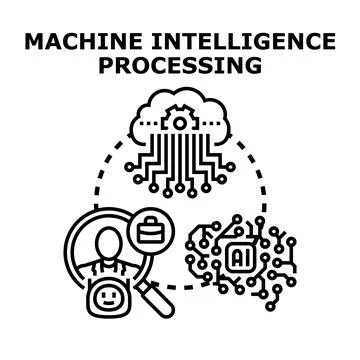 Machine intelligence processing analyzing human data Stock Illustration