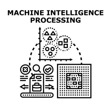 Machine intelligence processing big data concept Illustrazione stock