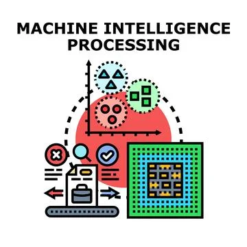 Machine intelligence processing big data concept Illustrazione stock