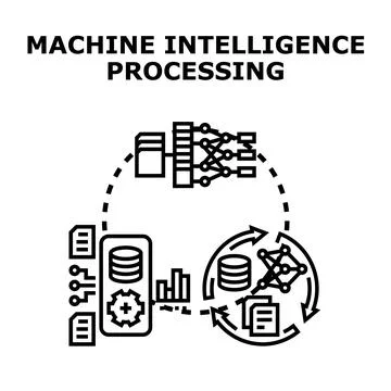 Machine intelligence processing computing data analysis concept Stock Illustration