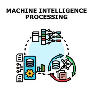 Machine intelligence processing computing data analysis concept Stock Illustration
