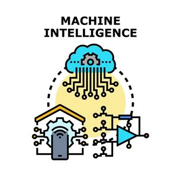Machine intelligence processing smart home and cloud data Illustrazione stock