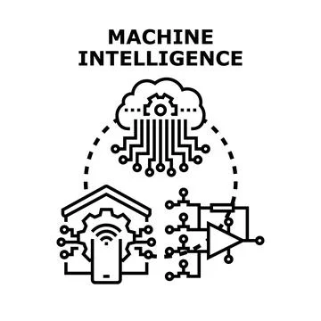 Machine intelligence processing smart home and cloud data Stock Illustration