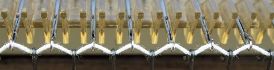 Machine for Knitting, Thread for Knitting. close-up. Stock Photos