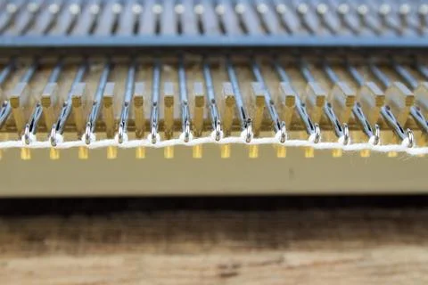 Machine for Knitting, Thread for Knitting. close-up. Stock Photos