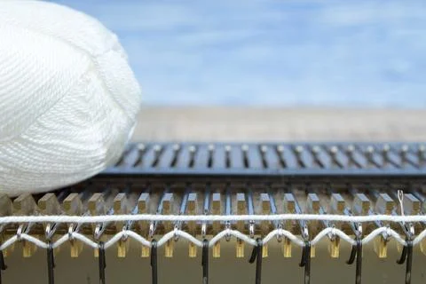 Machine for Knitting, Thread for Knitting. skein. close-up. Stock Photos
