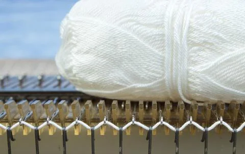 Machine for Knitting, Thread for Knitting. skein. close-up. Stock Photos