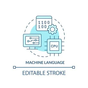 Machine language turquoise concept icon Stock Illustration