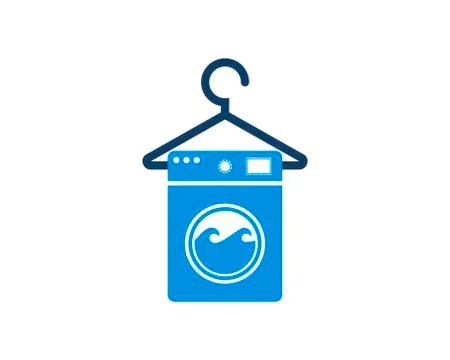 Machine laundry with shirt hanger Stock Illustration
