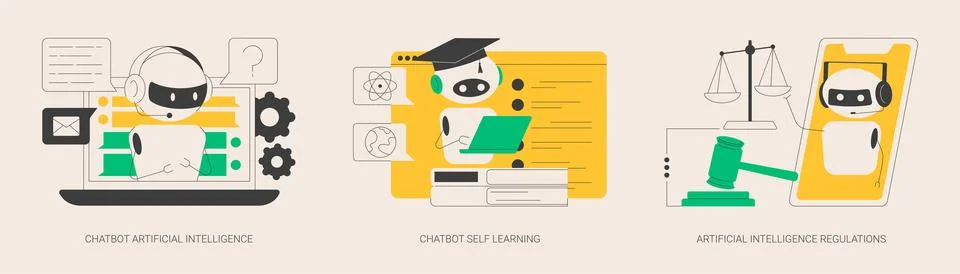 Machine learning abstract concept vector illustrations. Illustrazione stock