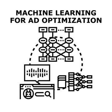 Machine learning for advertising optimization concept 스톡 일러스트