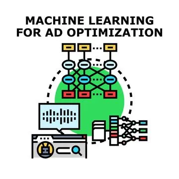 Machine learning for advertising optimization concept Stock Illustration
