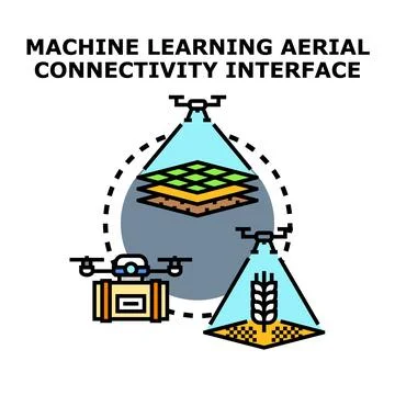 Machine learning aerial connectivity interface smart farming 스톡 일러스트