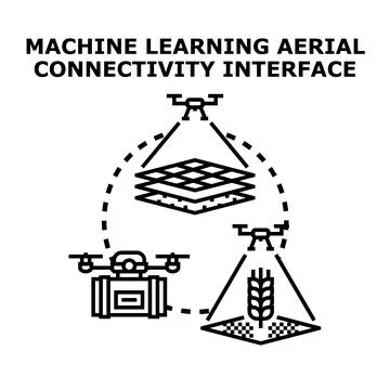 Machine learning aerial connectivity interface smart farming Stock Illustration