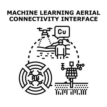 Machine learning aerial connectivity interface technology concept Stock Illustration