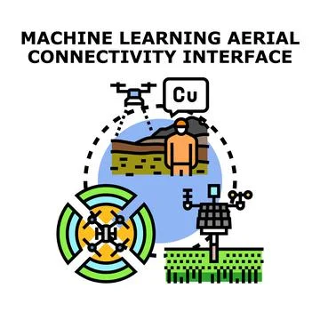 Machine learning aerial connectivity interface technology concept Stock Illustration