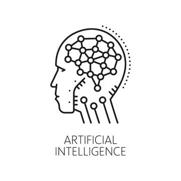 Machine learning, AI algorithm outline icon イラスト素材