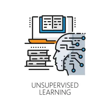 Machine learning, AI algorithm thin line icon イラスト素材