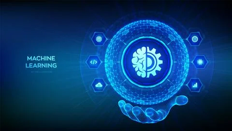 Machine learning. AI Artificial Intelligence. Data mining, Big Data, algori.. 스톡 일러스트