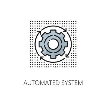Machine learning, AI automated system line icon 库存插图