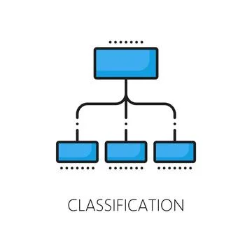 Machine learning, AI classification linear icon Stock Illustration