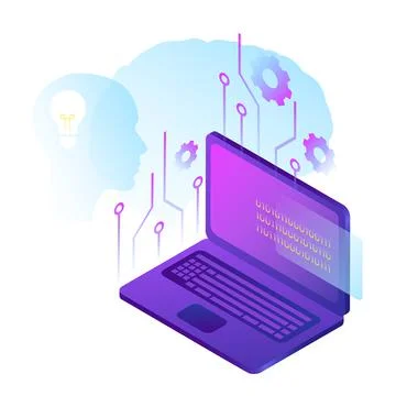 Machine learning AI illustration. Artificial Intelligence. 스톡 일러스트