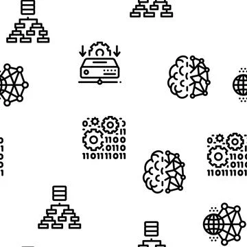 Machine Learning Ai Seamless Pattern Vector 스톡 일러스트