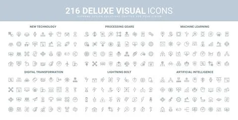 Machine learning algorithm, artificial intelligence, lightning bolt strike line Stock Illustration