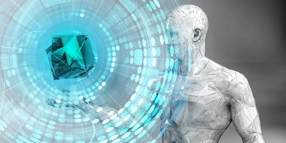 Machine Learning Algorithm With Blue Abstract Background イラスト素材