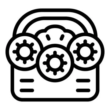 Machine learning algorithm generating insights with cogwheels turning イラスト素材