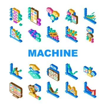 Machine learning algorithm model icons set vector イラスト素材