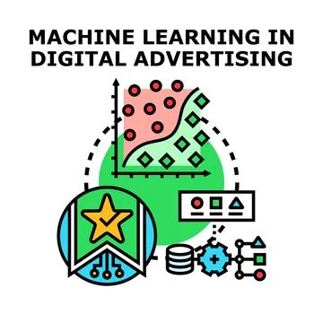 Machine learning algorithm optimizing digital advertising strategy Stock Illustration