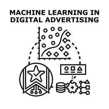 Machine learning algorithm optimizing digital advertising strategy Stock Illustration