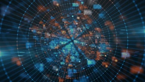 Machine learning algorithm stream on secure encryption network, background Stock Footage 313962581