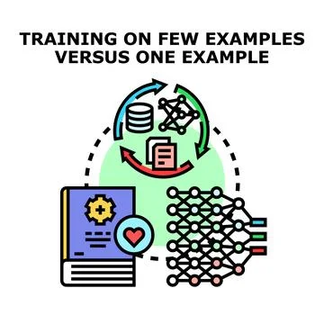 Machine learning algorithm training using data examples Stock Illustration