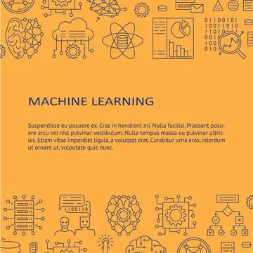 Machine learning algorithms banner with text Stock Illustration