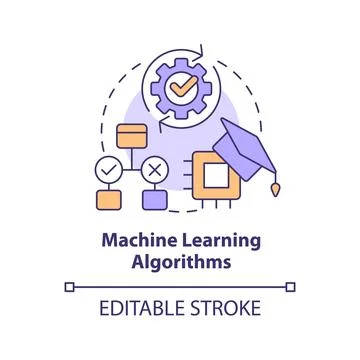 Machine learning algorithms concept icon Stock Illustration