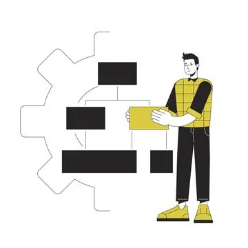 Machine learning algorithms duo color line concept vector spot illustration Stock Illustration