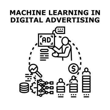 Machine learning algorithms optimizing digital advertising strategy Stock Illustration