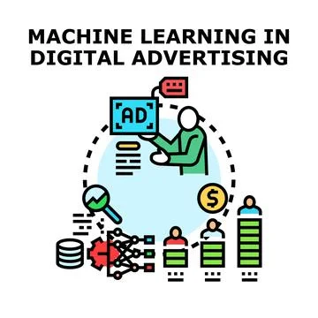 Machine learning algorithms optimizing digital advertising strategy Stock Illustration