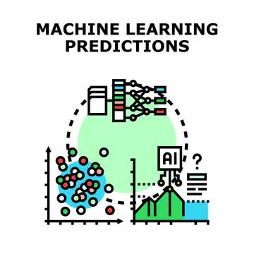 Machine learning algorithms predicting data analysis future Stock Illustration