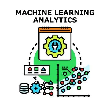 Machine learning analytics process and data analysis concept Stock Illustration
