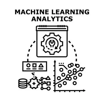 Machine learning analytics process and data analysis concept Stockillustratie