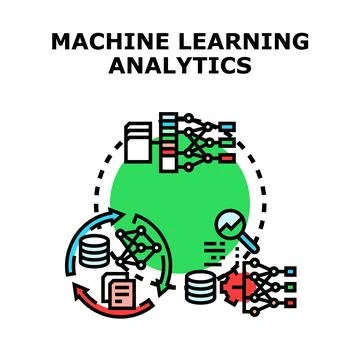 Machine learning analytics processing data information technology Stock Illustration