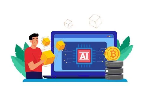 Machine learning analyzes big data for insights. Machine learning analyzes... Stock Photos