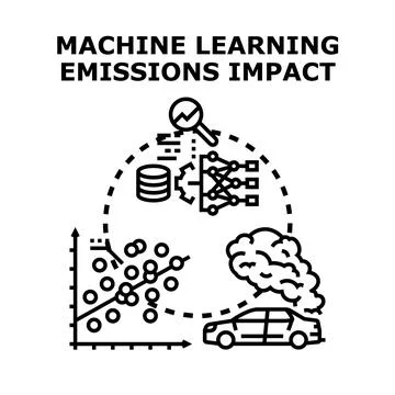 Machine learning analyzing environmental emissions impact data 스톡 일러스트