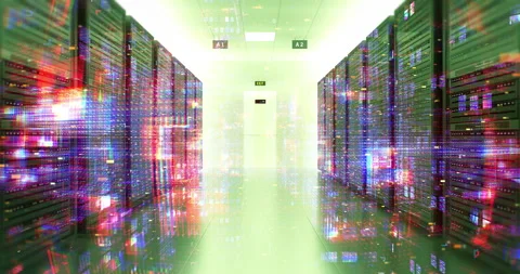 Machine learning and AI processing in a modern server farm. Stock Footage 337180168