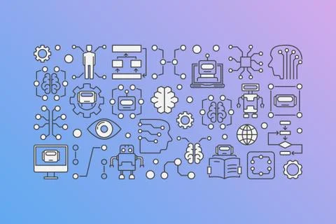 Machine learning and AI vector creative illustration or banner Illustrazione stock