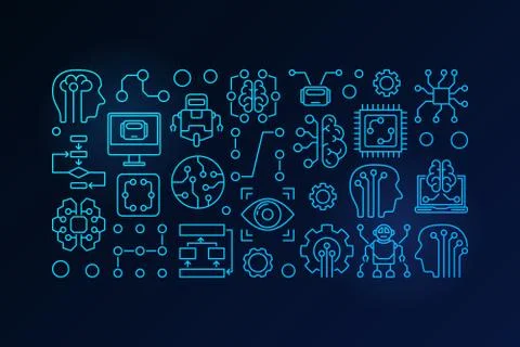Machine learning and artificial intelligence vector illustration Illustrazione stock