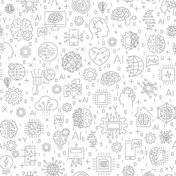 Machine learning and artificial intelligence concept. Robot and human graphic イラスト素材